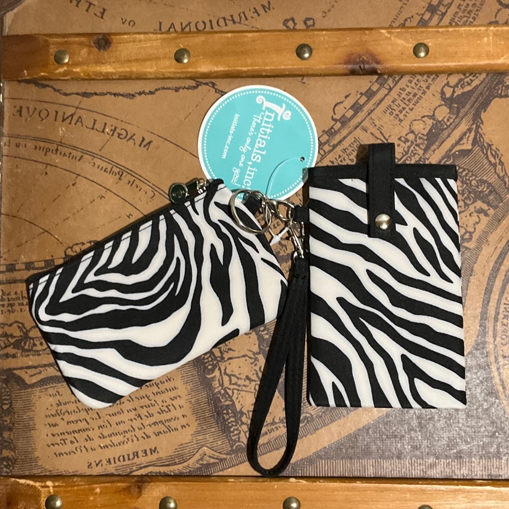 NWT Initials Inc Zebra Print Phone Pouch & Small Coin Purse